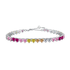 Aetolia Ins Hot Sale Color Joyful Rainbow Cubic Zirconia 925 Sterling Silver Bracelet For Women Cubic Zirconia Tennis Bracelets