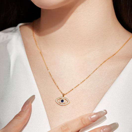 Aetolia Vintage Turkish 925 Silver Devil Eye Pendant Italian Necklace Jewelry 18K Gold Plated Blue Stone Lucky Eyes Necklaces For Women