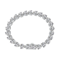 Aetolia Classic Iced Out Heart Shape Tennis Bracelet Sterling Silver Cz Cubic Zirconia Bracelet 925 Silver Bracelets For Women