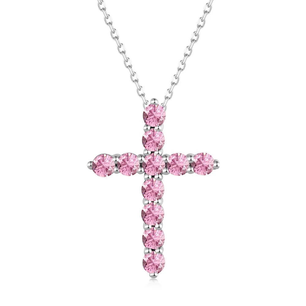 Aetolia Custom 925 Sterling Silver Jewelry Bling Cubic Zirconia Necklace 18K Gold Plated Diamond Chain Cross Pendant Necklaces For Women