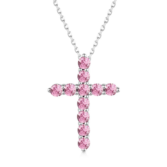 Aetolia Custom 925 Sterling Silver Jewelry Bling Cubic Zirconia Necklace 18K Gold Plated Diamond Chain Cross Pendant Necklaces For Women