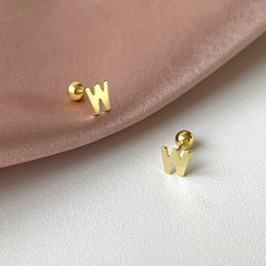 Aetolia Hypoallergenic 18k Gold Earrings Jewelry 925 Sterling Silver Screw Earrings Statement Alphabet Initial Letter Earring