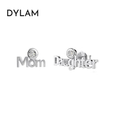 Aetolia Mother'S Day Gift Mama Jewelry Customize Mom And Daughter Letter Studs Earring Non Tarnish S925 Silver 18K Stud Earrings