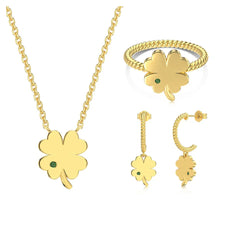 Aetolia New Arrival 18K Gold Clover Pendant Clavicle Chain Simple Design s925 Stud Earrings Necklaces Rings For Women Jewelry Sets