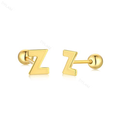 Aetolia Hypoallergenic 18k Gold Earrings Jewelry 925 Sterling Silver Screw Earrings Statement Alphabet Initial Letter Earring