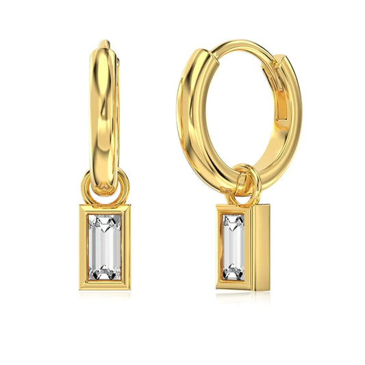 Aetolia Factory Price Custom 18K Gold Plated Jewelry Rectangular S925 Silver Cz Zircon Earring Square Charms Earrings For Women