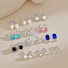 Aetolia New Design Women S925 Sterling Silver Square Earring Korean Style Cubic Zirconia Cz Studs Pearl Earrings For Dainty Wear