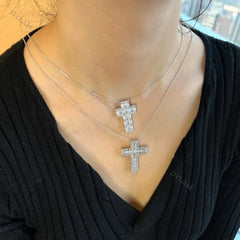 Aetolia wholesale INS Hot Women long Chains Rhodium Plated 5A square CZ cubic zircon Necklaces Sterling Silver 925 Cross Necklace