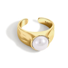 Aetolia 925 Sterling Silver Rhodium ring 18K Gold Plated Fresh Water Pearl ring Adjustable Daily Wear Promise Rings jewelry women