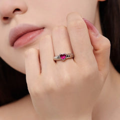 Aetolia New Arrival 18K Gold Plated High Quality Ruby Stone 5A Cubic Zircon Ring Tarnish Free S925 Sterling Silver Rings For Women