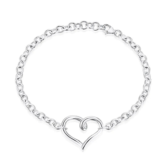 Aetolia 925 Unisex High Shine Textured INS style Cute Hollow Love Shape Stackable Sterling Silver Bracelets for daily wear