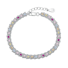 Aetolia Heart Butterfly Rainbow Pink Stone Adjustable S925 Sterling Silver Bracelets Women CZ Tennis Bracelet Femme Jewelry Set