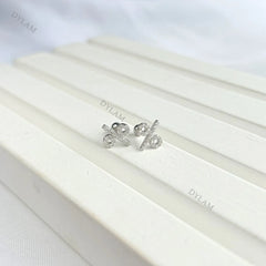 Aetolia Directly Sell Cute Shape Baby Girl Jewelry Silver Pierced Ear Studs Clear Cubic Zircon Percentage Sign Screw Stud Earrings