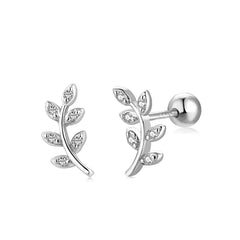 Aetolia Wholesale Cheap Children Safety Screw Back Locking Sterling Silver Rose Gold Plated Mini Crystal Leaves Stud Earrings