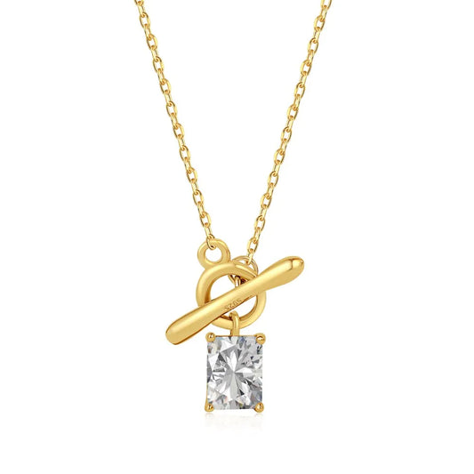 Aetolia Custom Delicate Cubic Zirconia 18K Gold Plated Necklaces 925 Sterling Silver Square Cut Diamond Pendant Necklace Jewelry Women