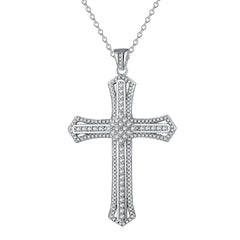 Aetolia Christian Gifts Crucifix Religious Jewelry Cross Necklace Big Cross Necklace White Gold Plated Cross Pendant Necklace