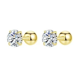 Aetolia Full Size Gold Plated Earrings Tiny Sterling Silver 925 18K Fashion Simple Small Stud Zircon 5A CZ Earrings