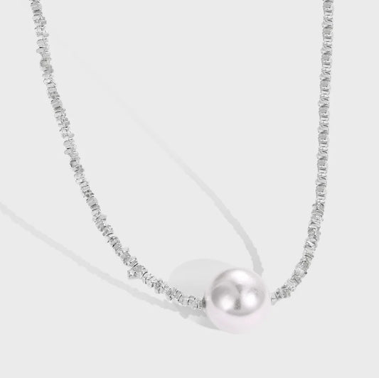 Aetolia Personalized Stylish new Design 925 Silver necklace Rhodium Plated Broken Beaded Shell Pearl Pendant Necklaces for Women