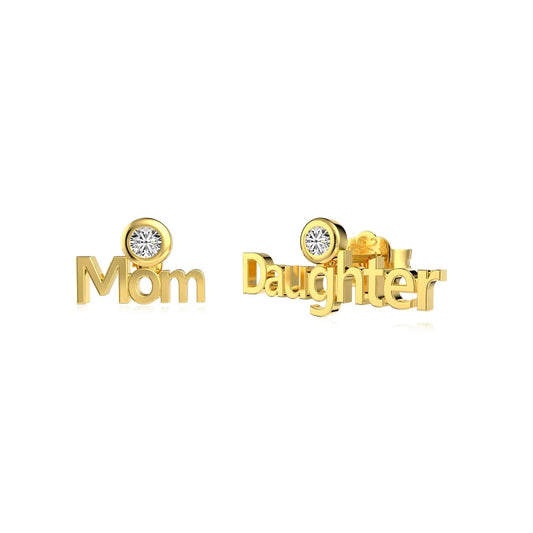 Aetolia Mother'S Day Gift Mama Jewelry Customize Mom And Daughter Letter Studs Earring Non Tarnish S925 Silver 18K Stud Earrings