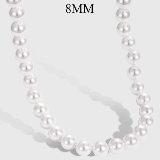 Aetolia Elegance new arrival Design s925 Sterling Silver necklace Rhodium Plated 6mm 8mm Shell Pearl Necklaces for women