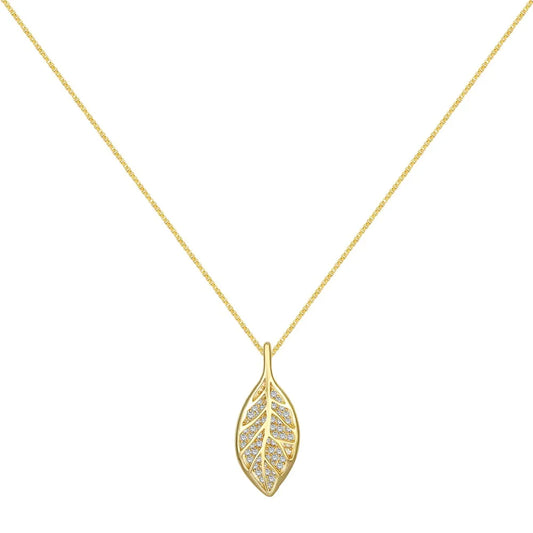 Aetolia High Quality Factory Price Oem New Necklace Design Jewelry 925 Sterling Silver Cubic Zirconia Leaf Pendant Necklaces For Women