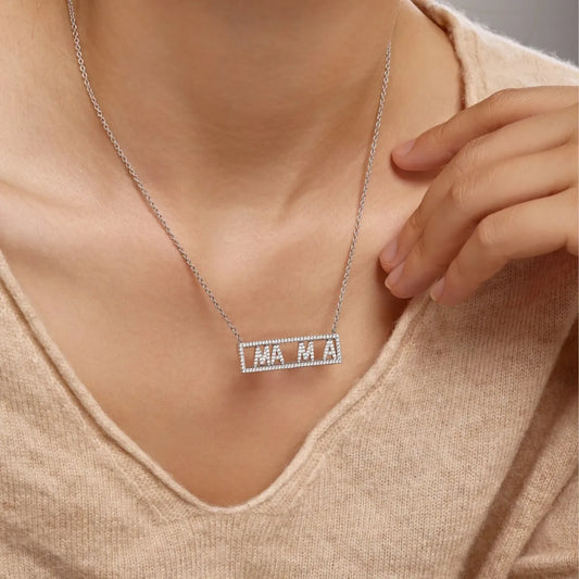 Aetolia Mother'S Day Gift Hot Sale Personalized Custom Mama Letter 925 Sterling Silver Necklace 18K Plated Necklaces For Women Mom