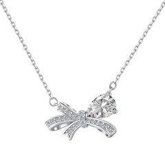 Aetolia High Quality Colorful Butterfly Bow Necklace Set S925 Sterling Silver Simple Clavicle Chain Necklaces Pendants For Women