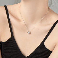 Aetolia Minimalism Round Cubic Zirconia Necklace Jewelry Set Charm Pendent Silver 925 Chain Link Zircon Necklaces For Women