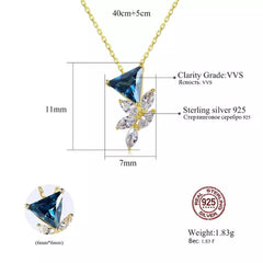 Aetolia 925 Sterling Silver 18K Gold Plated Unique Triangle Gemstone Flower CZ Diamond Pendant Necklace SN0405