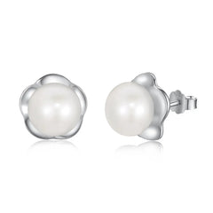 Aetolia Wholesale Quality 925 Sterling Silver Earring Cubic Zirconia Jewelry Exquisite Flower Freshwater Pearl Stud Earrings For Women