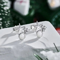 Aetolia Christmas Jewelry 925 Sterling Silver Shell Pearl Stud Earring With Cubic Zirconia Spinel Star Studs Earrings For Women