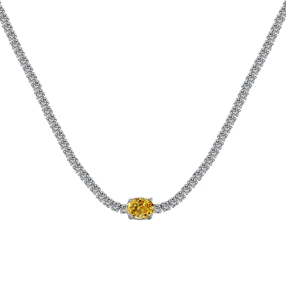 Aetolia Hot Selling Elegant Iced Out 925 Sterling Silver Full Cubic Zirconia Necklace Blue Pink Square Tennis Necklace Jewelry For Women