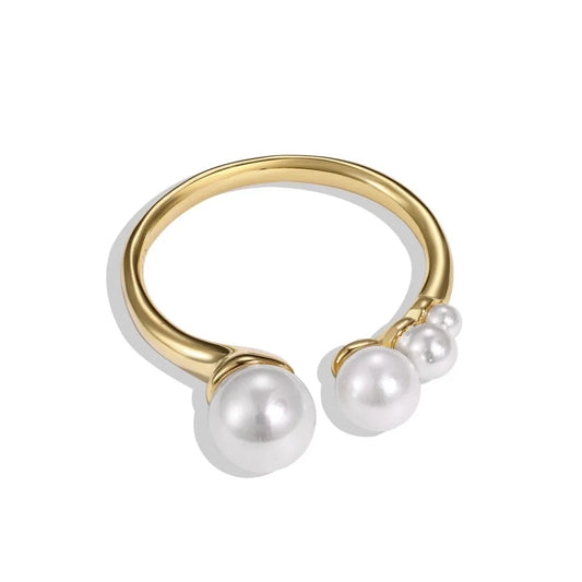 Aetolia High End 18K Gold Plated Shell Pearl Open Adjustable Ring S925 Sterling Silver Jewelry Trendy Finger Rings For Women