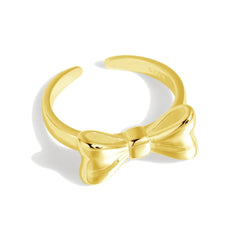 Aetolia Tarnish Free Double Layered Bowknot Hypoallergenic Adjustable 18k Gold Plated 925 Sterling Silver Pearl Rings Jewelry Women