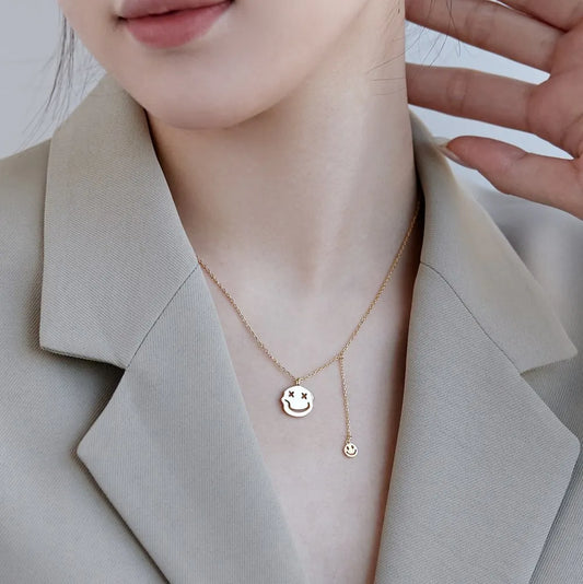 Aetolia 18K Gold Plated Necklace Non Tarnish Free Waterproof s925 silver Jewelry Smile Charm Happy Smiley Face Pendant Necklaces Women