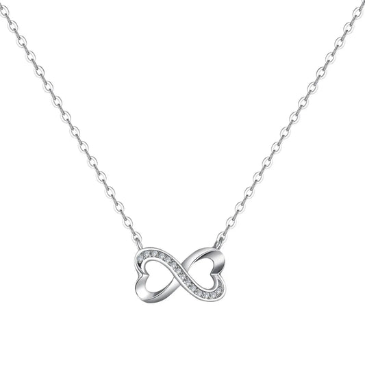 Aetolia No Moq S925 Sterling Silver Necklaces Cz Cubic Zirconia Infinity Shape Pendant Chain Fashion Jewelry Necklace For Women Girl