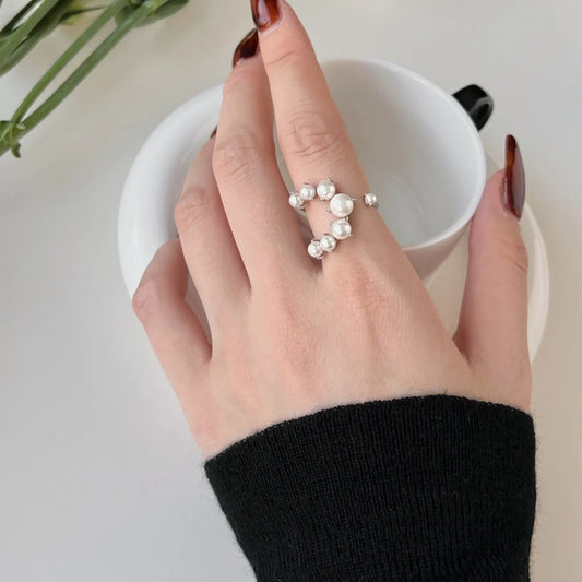 Aetolia Fine Jewelry U Shaped Shell Pearls Finger Ring High Quality S925 Silver Pearls Cuff Open Adjustable Pearl Rings For Women