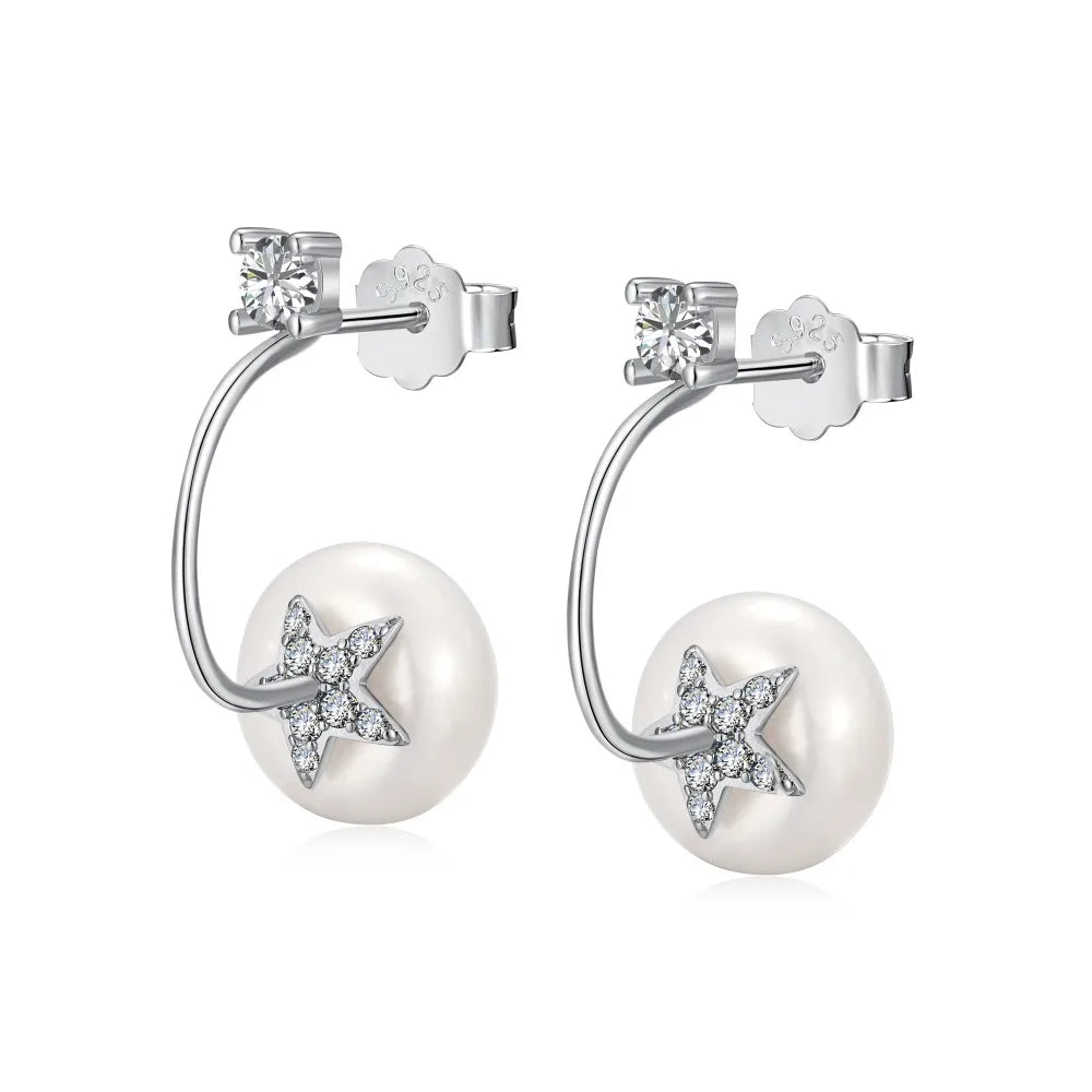 Aetolia Trendy S925 Sterling Silver Earrings Set For Women Fine Geometric Pearl Star Circle hook Earrings Jewelry Woman