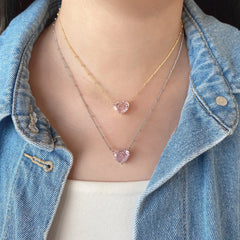 Aetolia Necklaces 18K Gold Plated Rhinestone Crystal Cute Lovely For Women Zirconia Pendant Heart Shape Flower Diamond Necklace