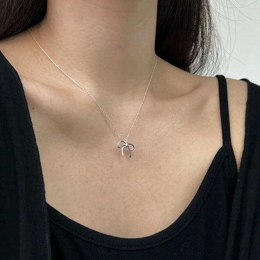 Aetolia High Quality 2024 New Design Sweet Bow Charm Pendant Necklaces For Women Gift 925 Silver Necklace Ring Earring Jewelry Set