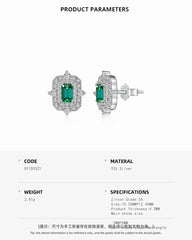 Aetolia Customized Wholesale Green Emerald Stud Earrings Women S925 Sterling Silver Jewelry High Quality Square Diamond Earring