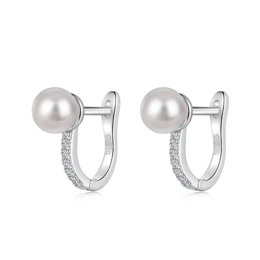 Aetolia Wholesale Hot Sale Sparkling S925 Sterling Silver Hoop Earring Simple Shell Pearl Huggies Earrings For Women Jewelry