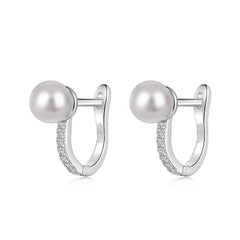 Aetolia Wholesale Hot Sale Sparkling S925 Sterling Silver Hoop Earring Simple Shell Pearl Huggies Earrings For Women Jewelry