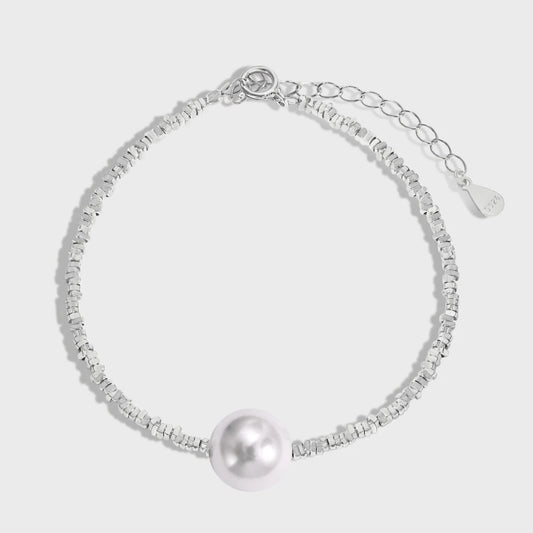 Aetolia Minimalist new Design Hypoallergenic S925 Sterling Silver bracelet Rhodium Plated Beaded Shell Pearl Pendant Bracelets for Women