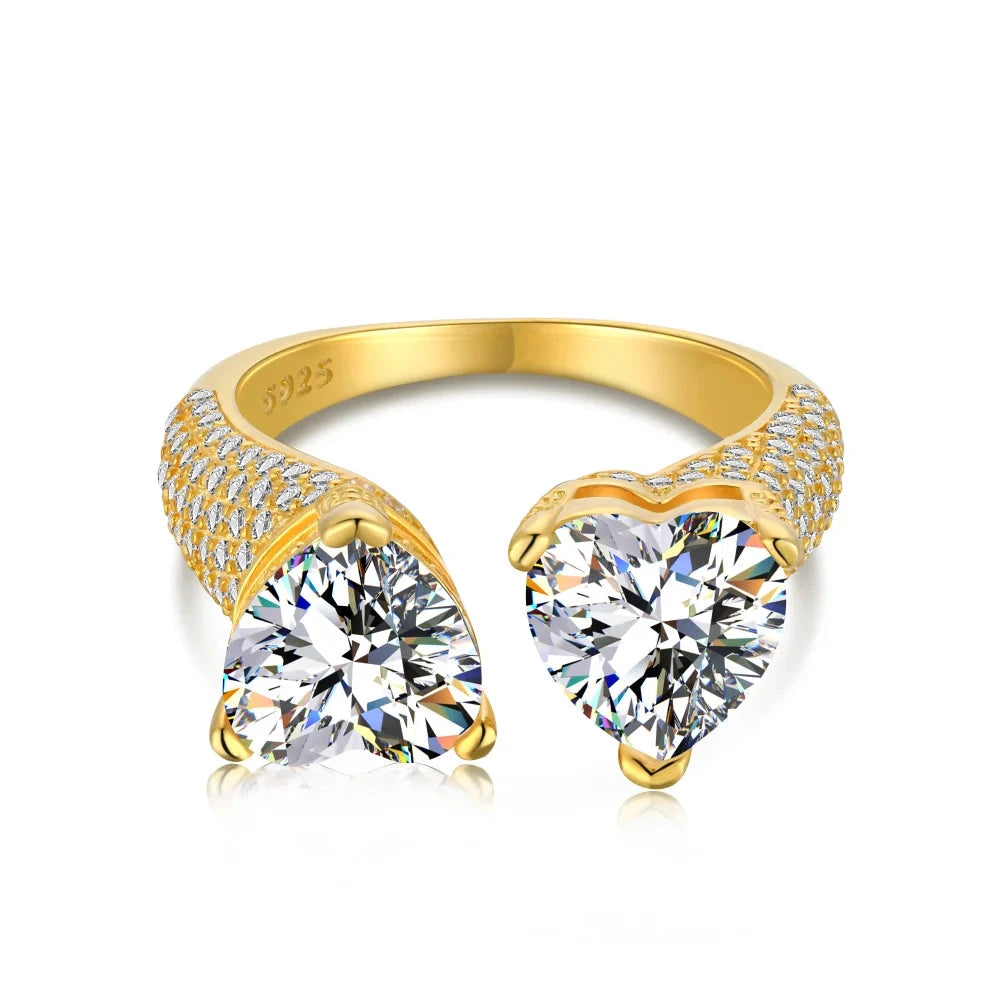 Aetolia 925 Wholesale Sterling Silver Wholesale Wedding Rings Pave CZ Shine like Diamond Ring Heart Shape Open rings