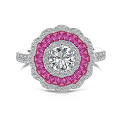 Aetolia Custom Oem Odm S925 Sterling Silver Bling Luxury Diamond Ring Colorful Pink Cz Zircon Flower Rings For Women Party Gift