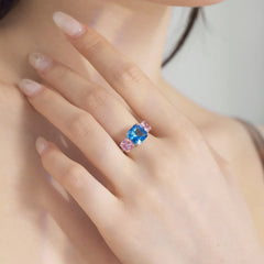 Aetolia In Stock Ice Cut Custom 925 Sterling Silver Jewelry Cz Cubic Zirconia Ring Square Pink Blue Sapphire Rings Jewelry Women