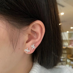 Aetolia Directly Sell Cute Shape Baby Girl Jewelry Silver Pierced Ear Studs Clear Cubic Zircon Percentage Sign Screw Stud Earrings