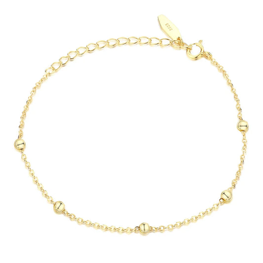 Aetolia minimalist hollow heart double layers stackable extension chain 18K gold bead link chain 925 sterling silver bracelet