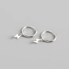 Aetolia 925 Sterling Silver Earring Back Hooks Retro Earrings Dangle Fasion Lightning Bolt Earings